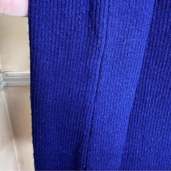 Kenar 100% Italian Merino Wool Ribbed Turtleneck Sweater Navy Blue Size Med Y2K - Picture 9 of 12